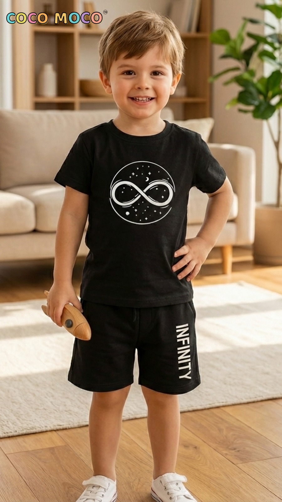 TrendWale "Infinity" Cosmic Edition: Boys' Premium Cotton T-Shirt & Shorts Set - Image 2
