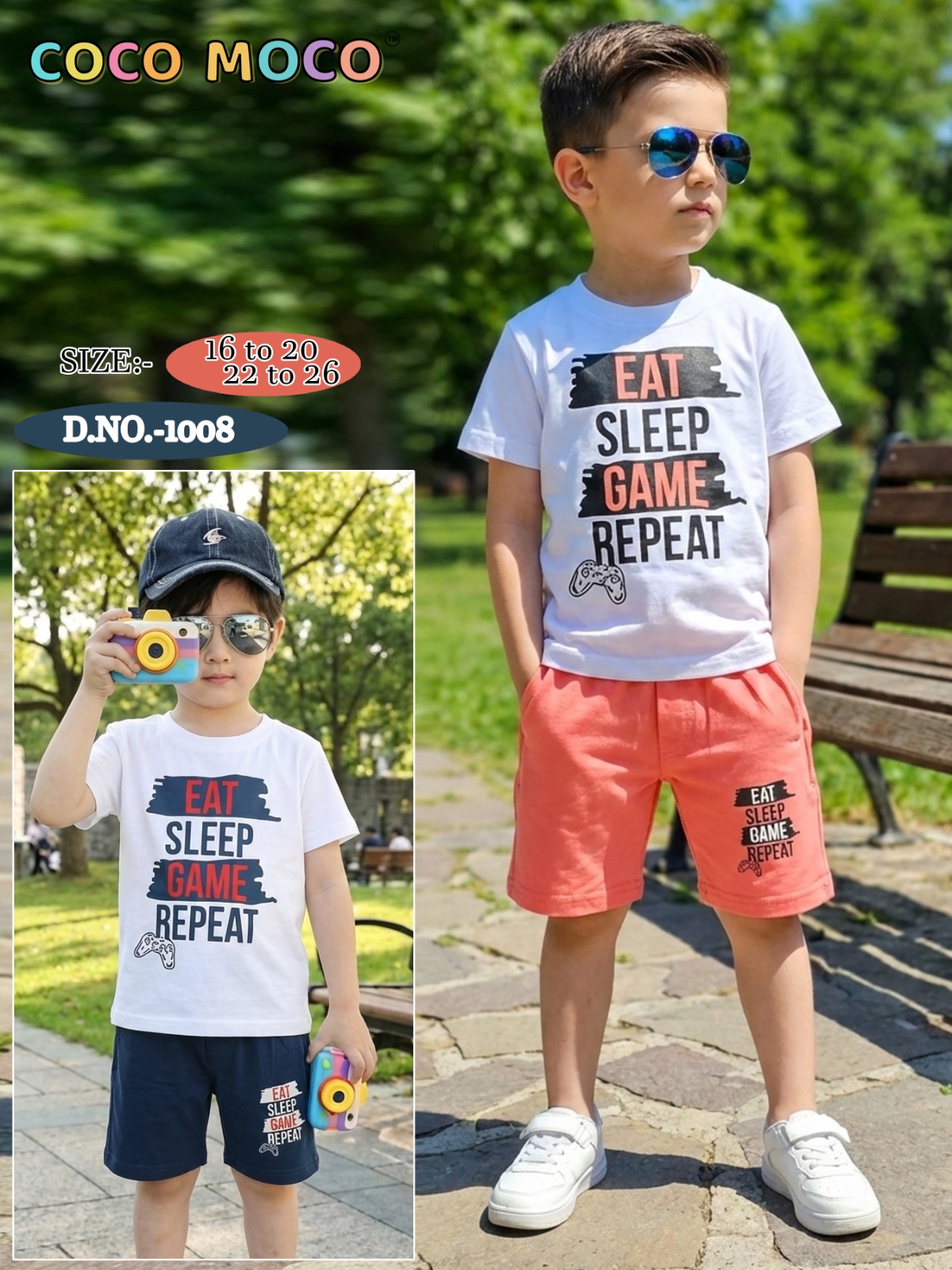 TrendWale "Level Up" Gamer Coord Set: Boys' Eat Sleep Game Repeat Cotton Outfit - Image 3