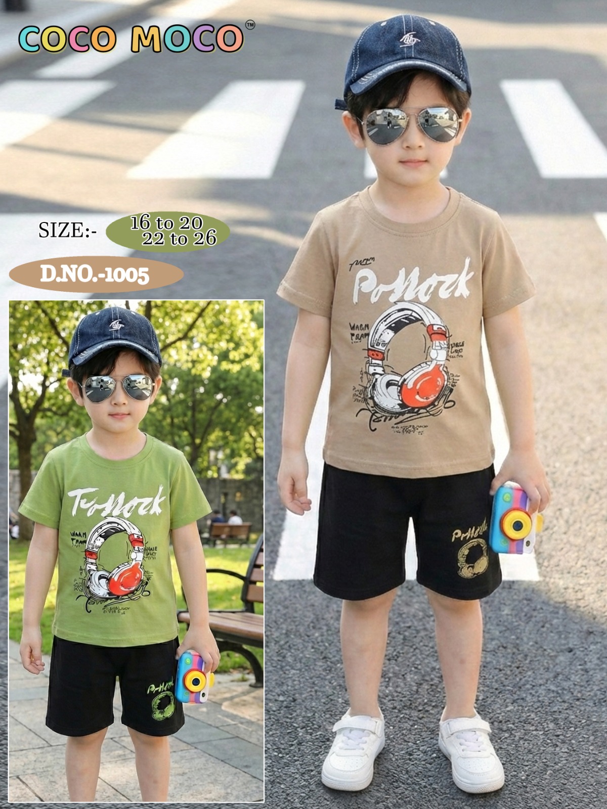 TrendWale "Music & Beats" Urban Coord Set: Boys' Headphone Graphic Cotton Outfit - Image 3