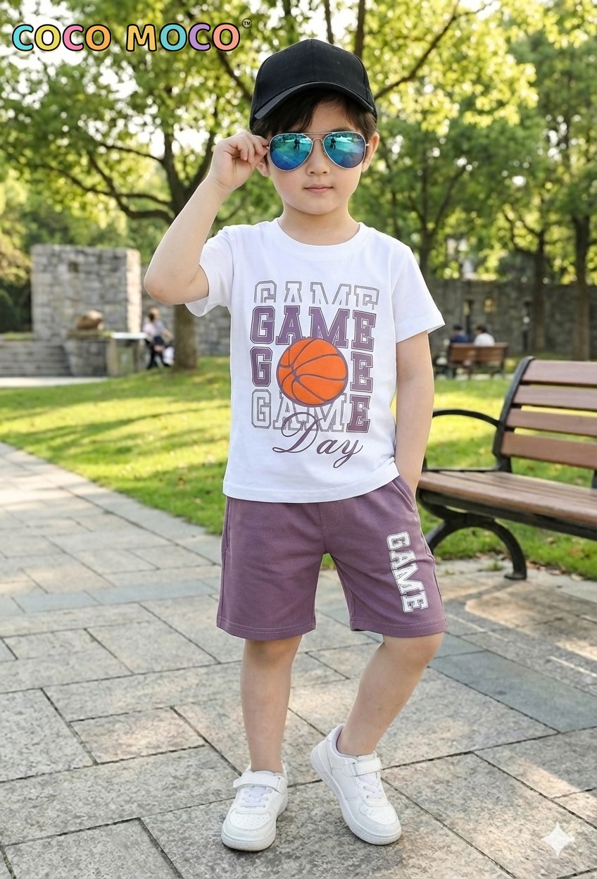 TrendWale "Game Day" Athletic Coord Set: Boys' Basketball Edition Cotton Outfit - Image 2