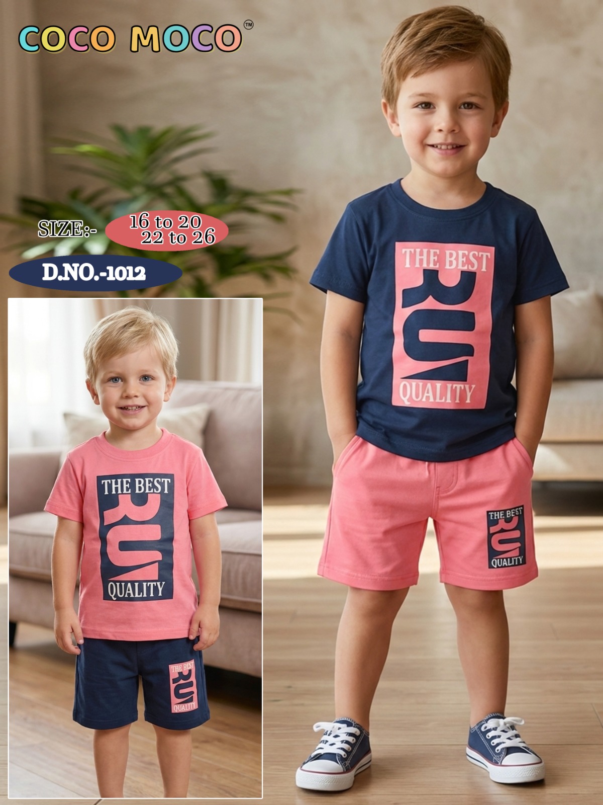 TrendWale Boys’ 2-Piece Cotton Summer Set – "The Best Quality" Graphic Tee & Shorts - Image 2