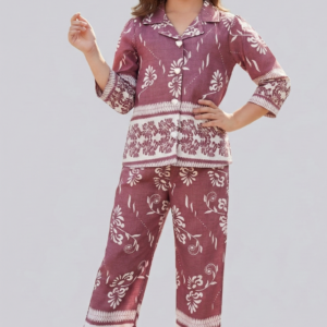 TrendWale Baby Q Edition: Girls' Vintage Floral Button-Down Shirt & Wide-Leg Pant Set