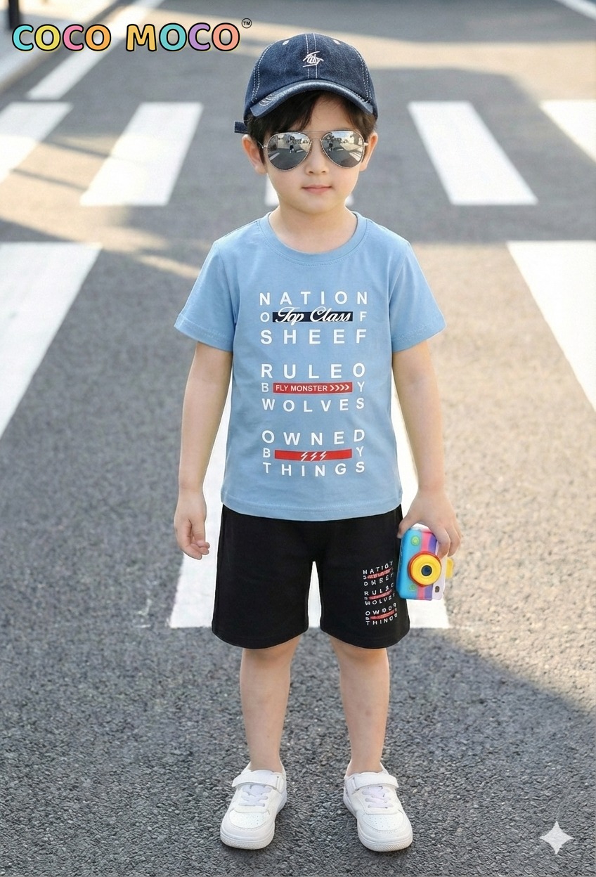 Trend Wale Sheep Wolves Print Boys Shorts Set - Image 2