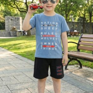 Trend Wale Sheep Wolves Print Boys Shorts Set