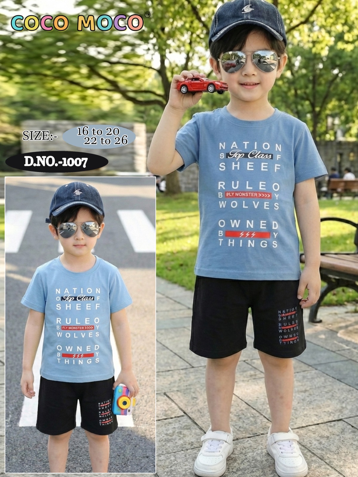 Trend Wale Sheep Wolves Print Boys Shorts Set - Image 3