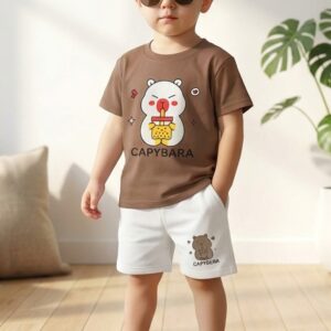 Trend Wale Capybara Print Boys Shorts Set