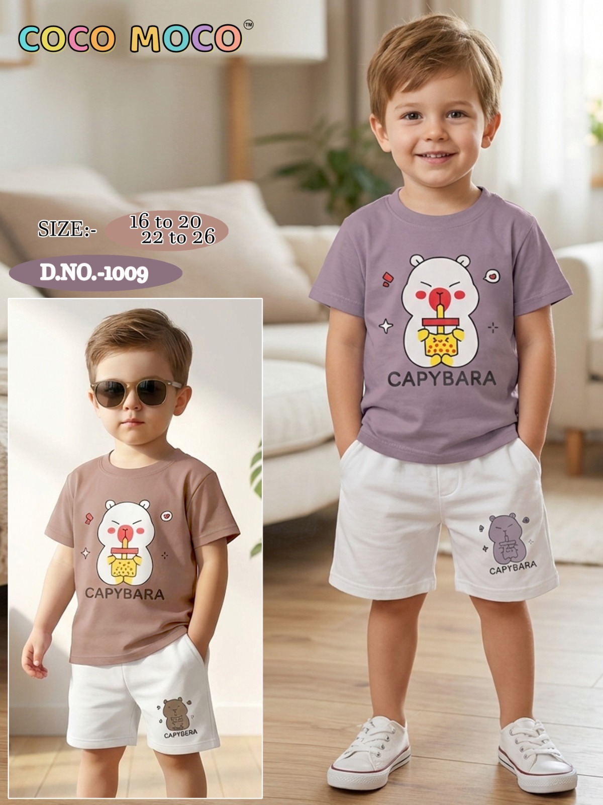 Trend Wale Capybara Print Boys Shorts Set - Image 3