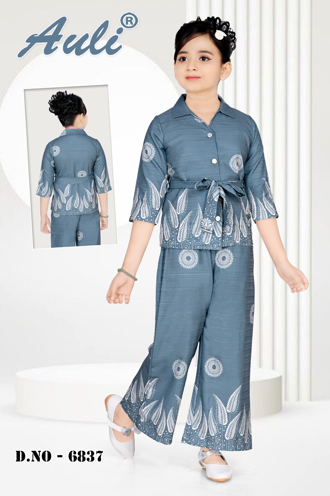 TrendWale Auli "Artistic" Edition: Girls' Mandala & Leaf Print Belted Coord Set - Image 2
