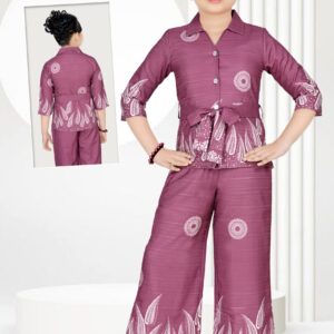 TrendWale Auli "Artistic" Edition: Girls' Mandala & Leaf Print Belted Coord Set
