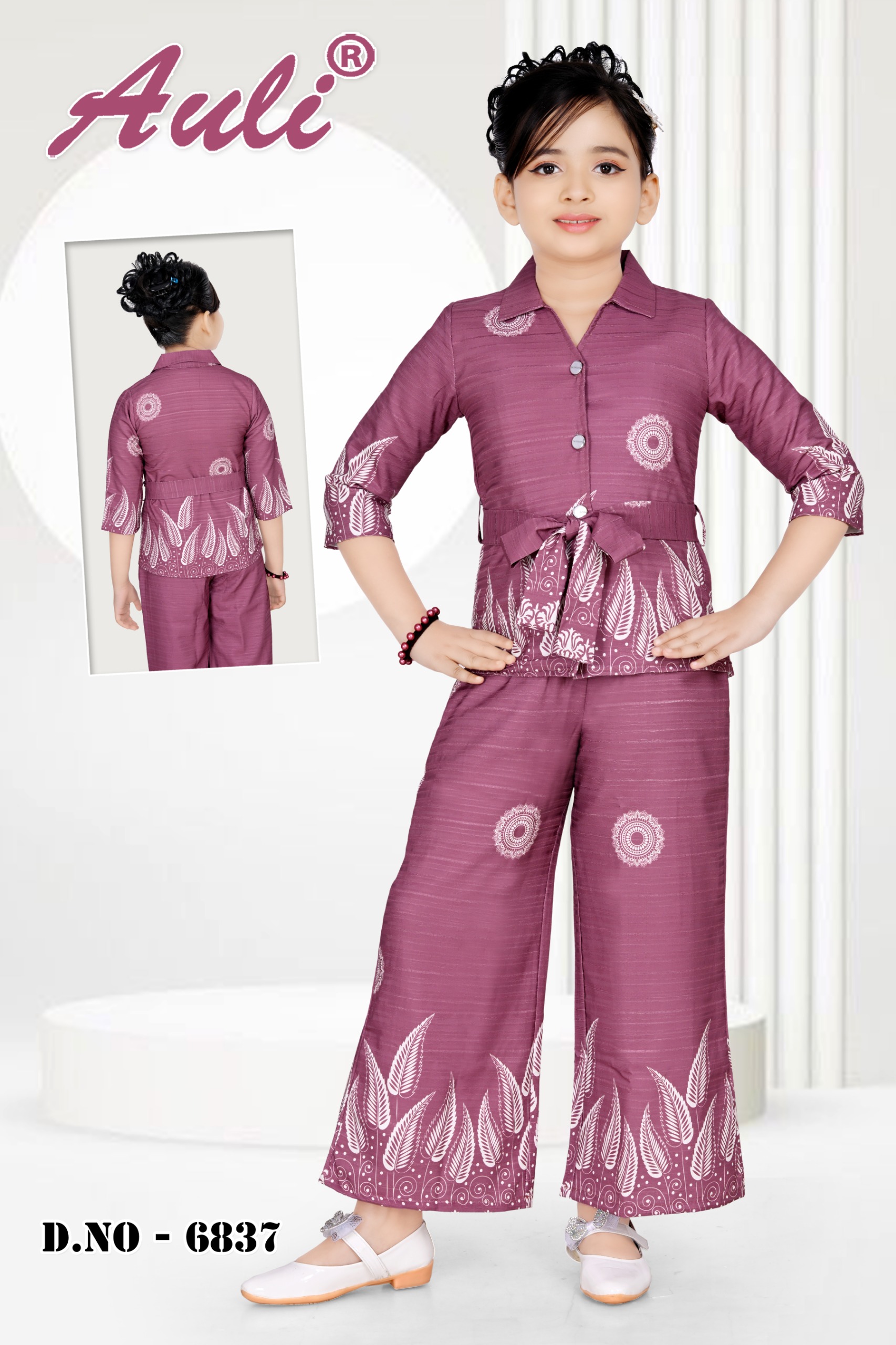 TrendWale Auli "Artistic" Edition: Girls' Mandala & Leaf Print Belted Coord Set
