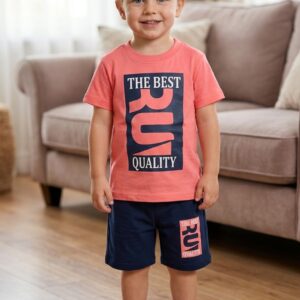 TrendWale Boys’ 2-Piece Cotton Summer Set – "The Best Quality" Graphic Tee & Shorts