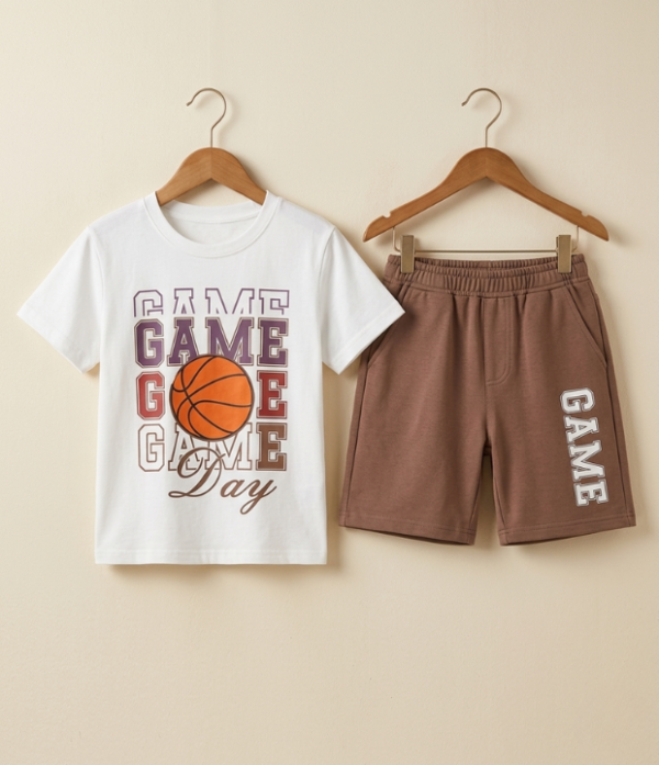 Boys Game Printed T-Shirt & Shorts Set | Stylish Kids Summer Wear Outfit