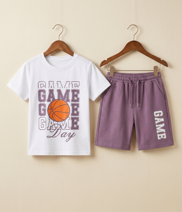 Boys Game Printed T-Shirt & Shorts Set | Stylish Kids Summer Wear Outfit