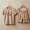 Boys Smile Print T-Shirt & Shorts Set | Stylish Kids Summer Wear 2 Piece Outfit