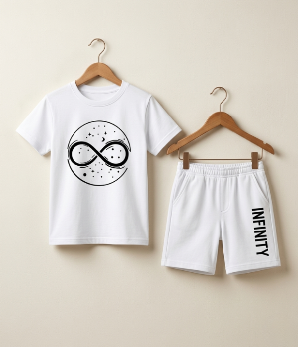 Boys Infinity Printed T-Shirt & Shorts Set | Stylish Kids Casual Summer Outfit