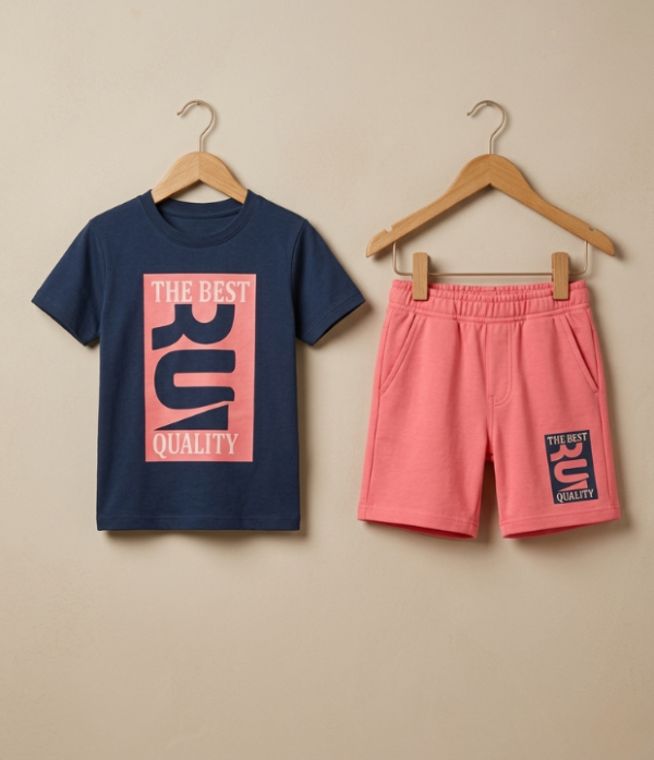 Boys “The Best” Printed T-Shirt & Shorts Set | Stylish Kids Casual Summer Outfit