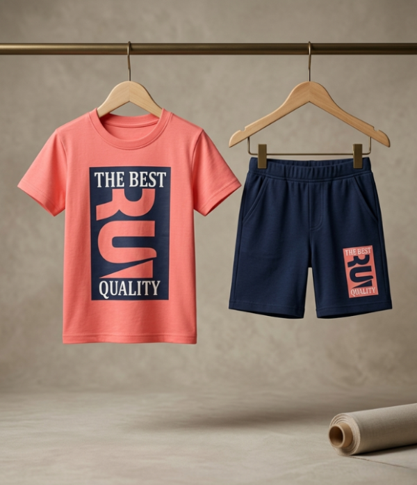 Boys “The Best” Printed T-Shirt & Shorts Set | Stylish Kids Casual Summer Outfit