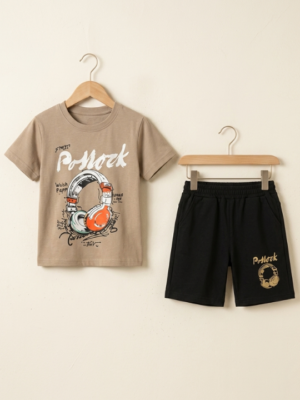 1 (18) Boys Printed T-Shirt & Shorts Set | Trendy Kids Summer Casual Outfit