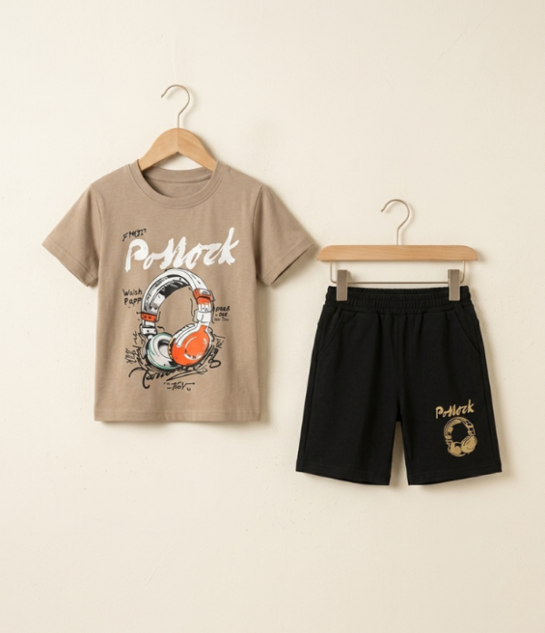 Boys Printed T-Shirt & Shorts Set | Trendy Kids Summer Casual Outfit
