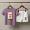 Boys Cartoon Print T-Shirt & Shorts Set | Cute Kids Casual Summer Wear Outfit