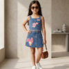 Girls Blue Denim Dungaree Dress | Stylish Sleeveless Kids Western Wear Outfit