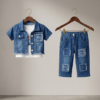 Girls Denim 3 Piece Set | Stylish Jacket, Top & Capri Pant Outfit for Girls
