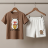 Boys Cartoon Print T-Shirt & Shorts Set | Cute Kids Casual Summer Wear Outfit