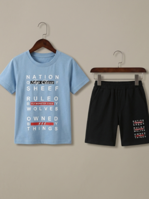1 Boys Printed T-Shirt & Shorts Set | Trendy Kids Casual Summer Wear Outfit