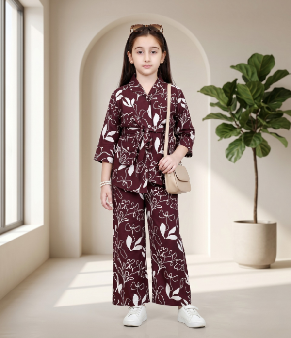 Girls Printed 2 Piece Co-Ord Set | Stylish Top & Palazzo Pant Set for Girls