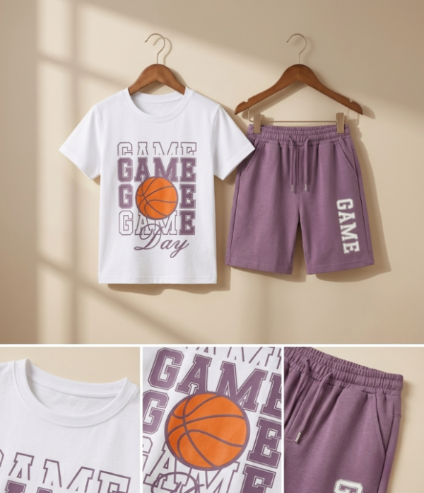 Boys Game Printed T-Shirt & Shorts Set | Stylish Kids Summer Wear Outfit