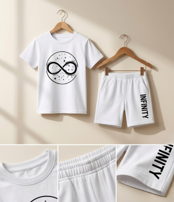Boys Infinity Printed T-Shirt & Shorts Set | Stylish Kids Casual Summer Outfit