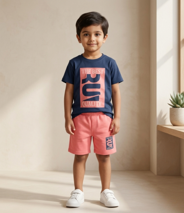 Boys “The Best” Printed T-Shirt & Shorts Set | Stylish Kids Casual Summer Outfit