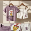 Boys Cartoon Print T-Shirt & Shorts Set | Cute Kids Casual Summer Wear Outfit