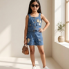 Girls Denim Top & Shorts Set | Stylish Sleeveless Kids Western Wear Outfit