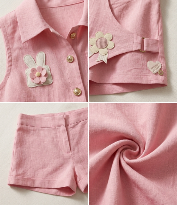 Girls Pink Top & Shorts Set | Stylish Sleeveless Kids Western Wear Outfit