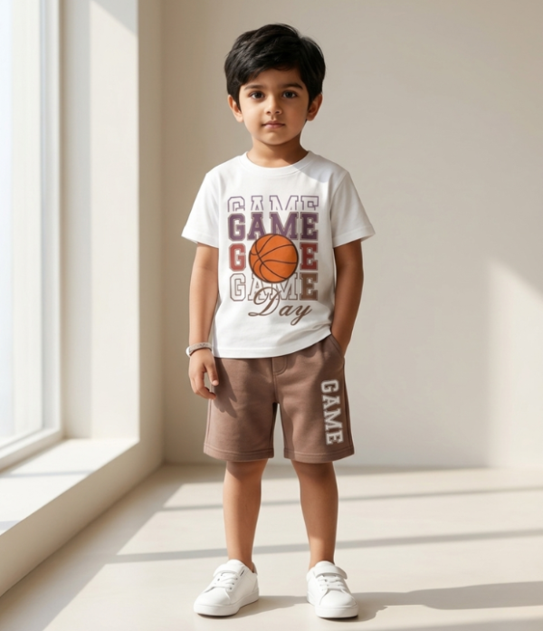 Boys Game Printed T-Shirt & Shorts Set | Stylish Kids Summer Wear Outfit