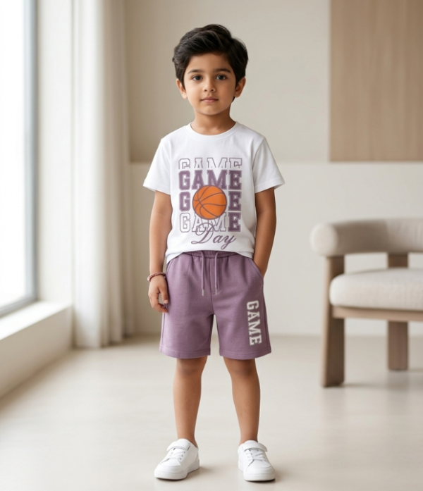 Boys Game Printed T-Shirt & Shorts Set | Stylish Kids Summer Wear Outfit
