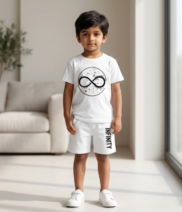 Boys Infinity Printed T-Shirt & Shorts Set | Stylish Kids Casual Summer Outfit