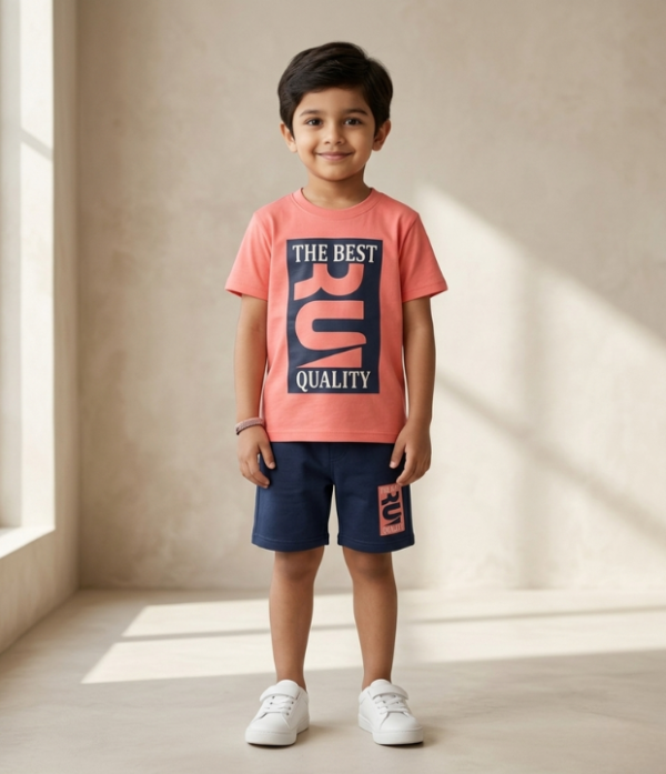Boys “The Best” Printed T-Shirt & Shorts Set | Stylish Kids Casual Summer Outfit