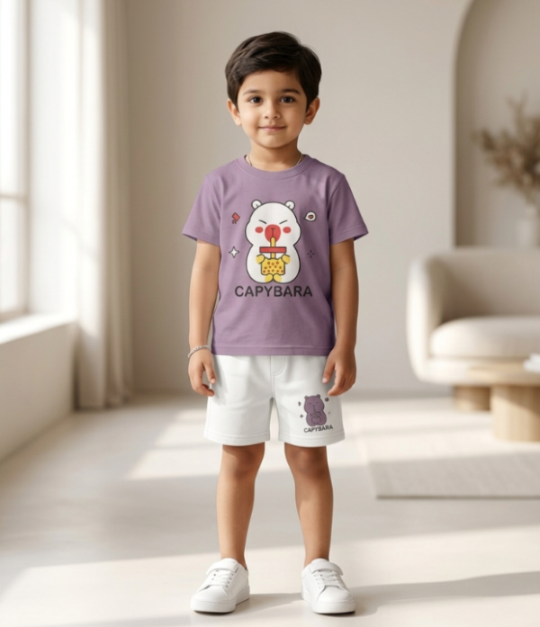 Boys Cartoon Print T-Shirt & Shorts Set | Cute Kids Casual Summer Wear Outfit