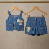 Girls Denim Top & Shorts Set | Stylish Sleeveless Kids Western Wear Outfit