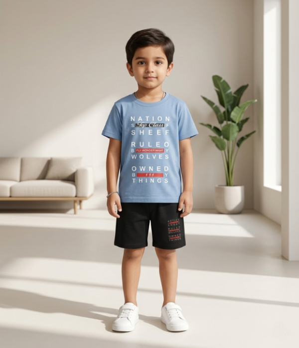Boys Printed T-Shirt & Shorts Set | Trendy Kids Casual Summer Wear Outfit