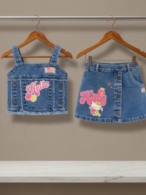 3 (3) Girls Blue Denim Dungaree Dress | Stylish Sleeveless Kids Western Wear Outfit