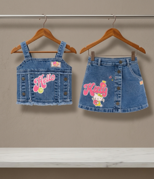 Girls Blue Denim Dungaree Dress | Stylish Sleeveless Kids Western Wear Outfit