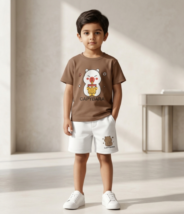 Boys Cartoon Print T-Shirt & Shorts Set | Cute Kids Casual Summer Wear Outfit