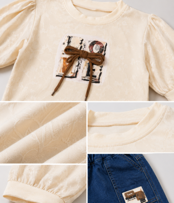 Girls Printed Top & Denim Cargo Capri Set | Stylish Girls Western Wear Outfit