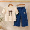 Girls Printed Top & Denim Cargo Capri Set | Stylish Girls Western Wear Outfit