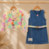 Girls Denim Dress with Floral Shrug | Stylish 2 Piece Kids Western Wear Set