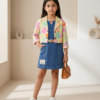 Girls Denim Dress with Floral Shrug | Stylish 2 Piece Kids Western Wear Set