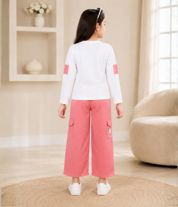 Girls Cargo Co-Ord Set | Stylish Top & Wide Leg Pant Set for Girls Casual Wear